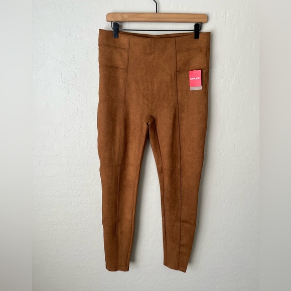 NEW Spanx faux suede leggings rich caramel medium - Picture 7 of 10